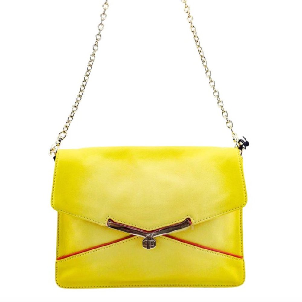 Botkier Clutch Acid Valentina Yellow Leather Bag